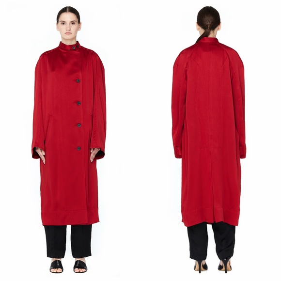 Haider Ackermann Jackets & Blazers - HAIDER ACKERMANN Satin Trench Coat Red Single Breasted FR 38 Single Breasted NWT